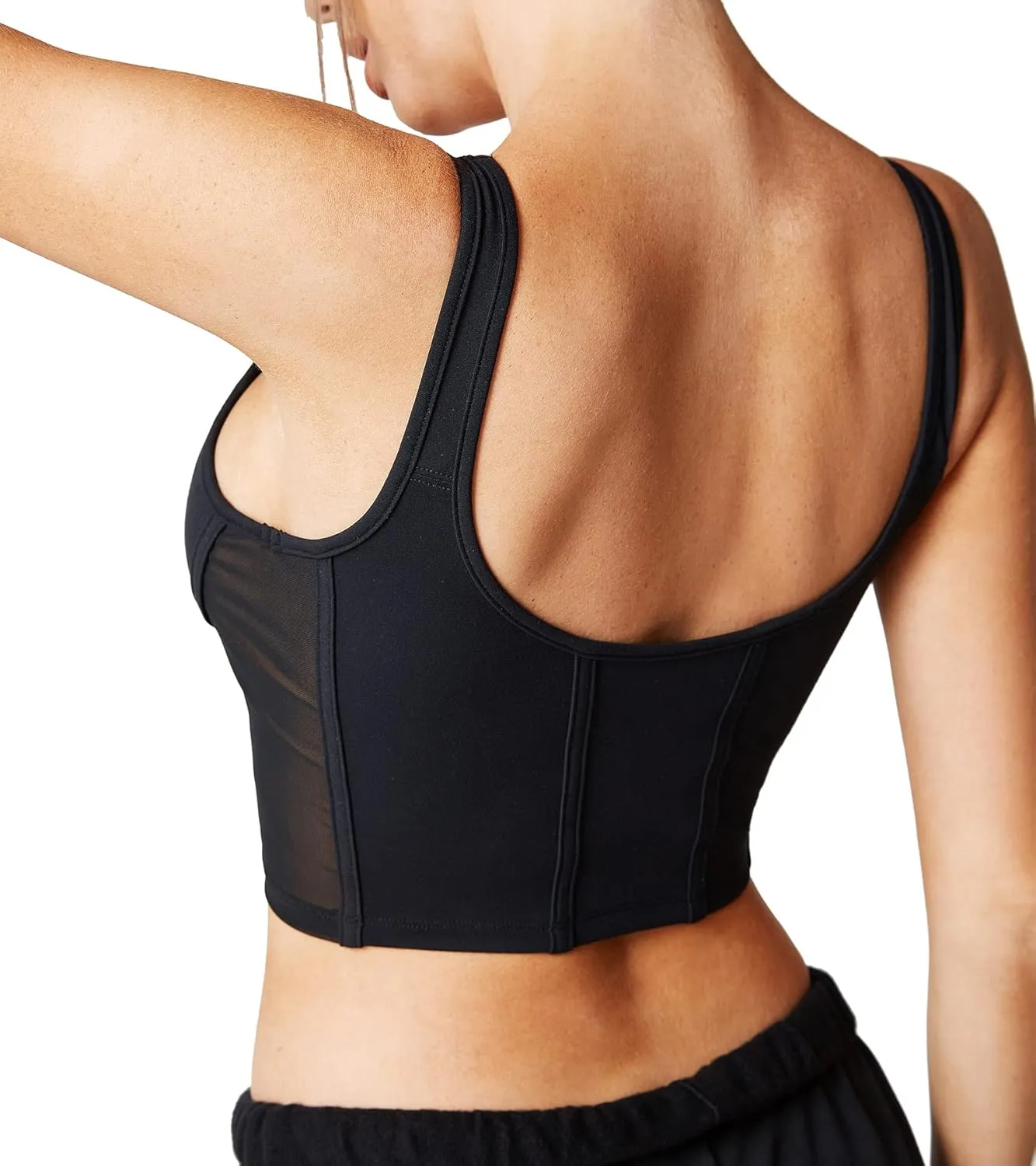 Open Back Padded Built-in Sports Bra Longline Sports Bras Low Back Yoga Fitness Workout Crop Top Tank Bra