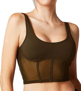 Open Back Padded Built-in Sports Bra Longline Sports Bras Low Back Yoga Fitness Workout Crop Top Tank Bra