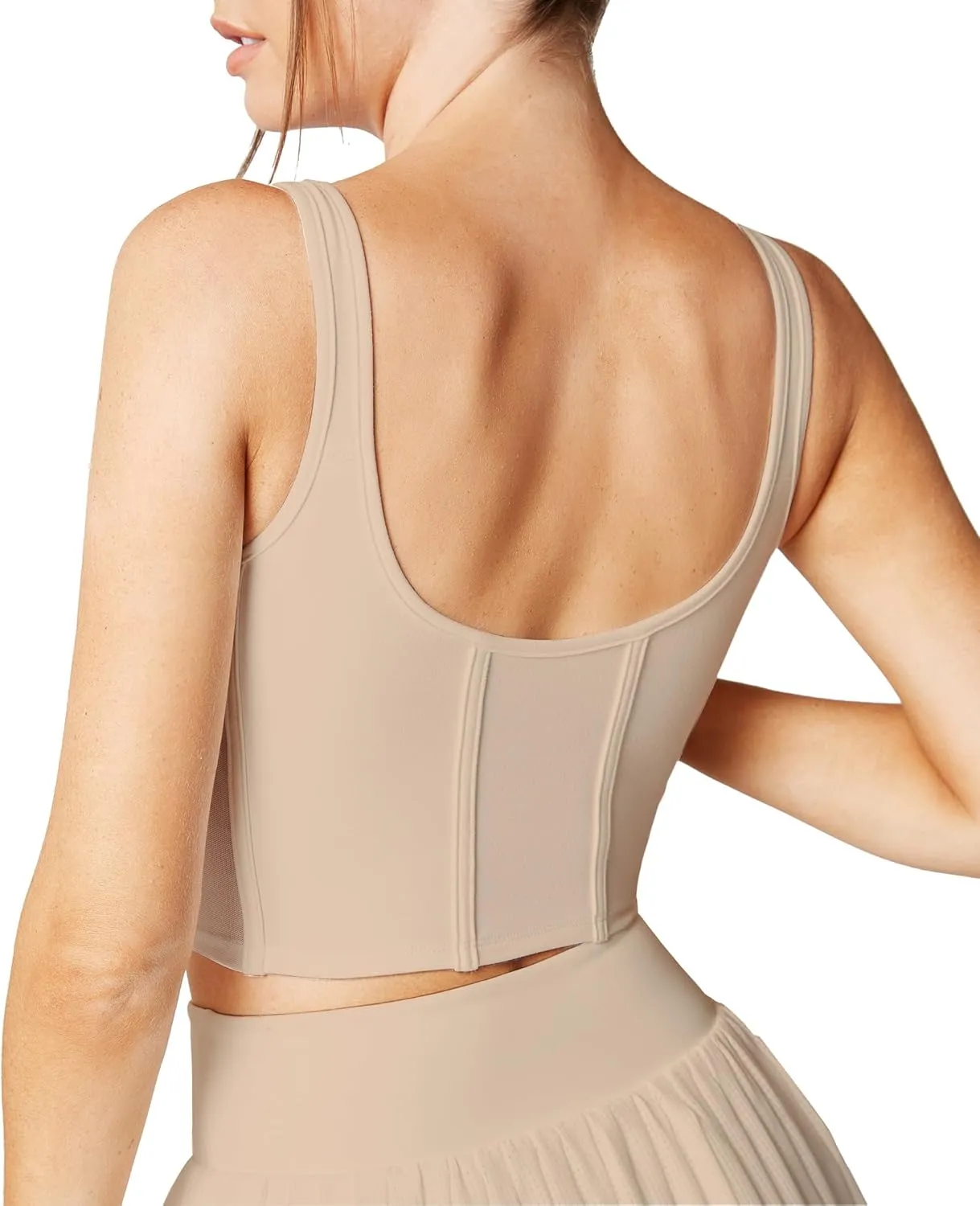 Open Back Padded Built-in Sports Bra Longline Sports Bras Low Back Yoga Fitness Workout Crop Top Tank Bra