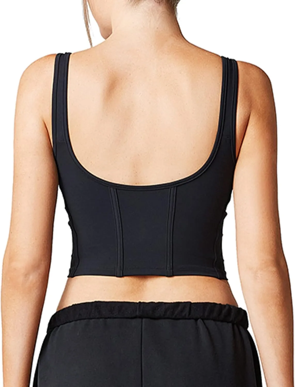 Open Back Padded Built-in Sports Bra Longline Sports Bras Low Back Yoga Fitness Workout Crop Top Tank Bra