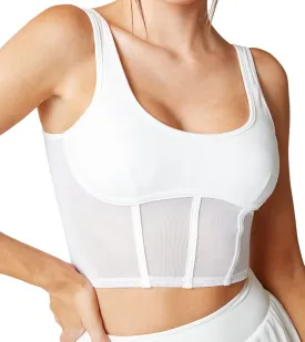 Open Back Padded Built-in Sports Bra Longline Sports Bras Low Back Yoga Fitness Workout Crop Top Tank Bra