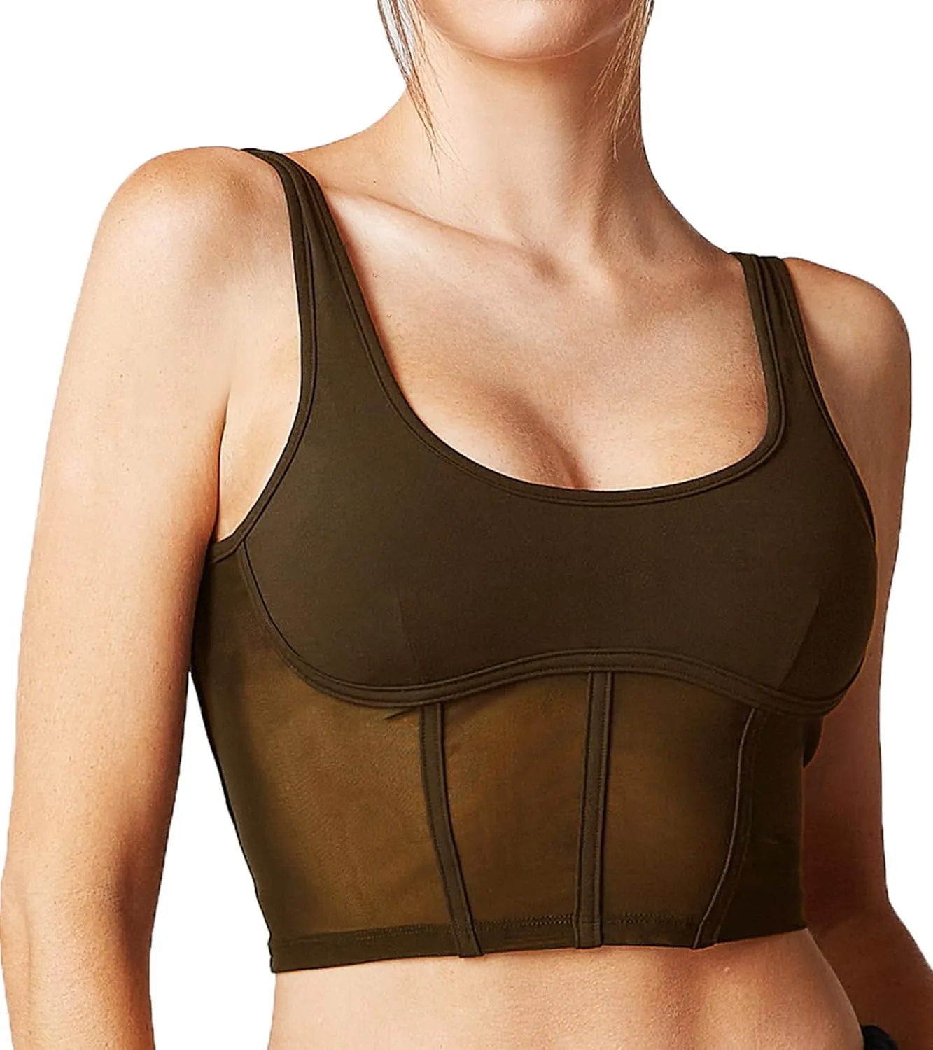 Open Back Padded Built-in Sports Bra Longline Sports Bras Low Back Yoga Fitness Workout Crop Top Tank Bra