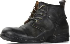 OSSTONE Moto Boots for Men Fashion lace-up Leather Chukka Boots Casual Shoes Metal Cleats OS-6015-3-A-US-R Metal Black
