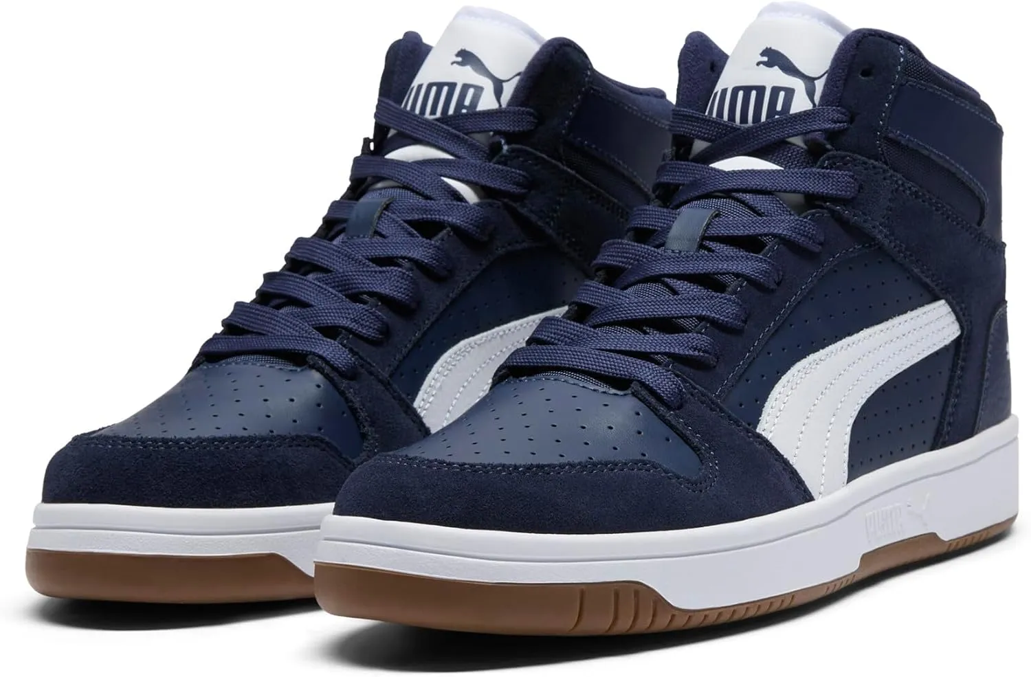 PUMA Men's Rebound Layup Mid Shoes Sneaker, Navy-White, 10.5