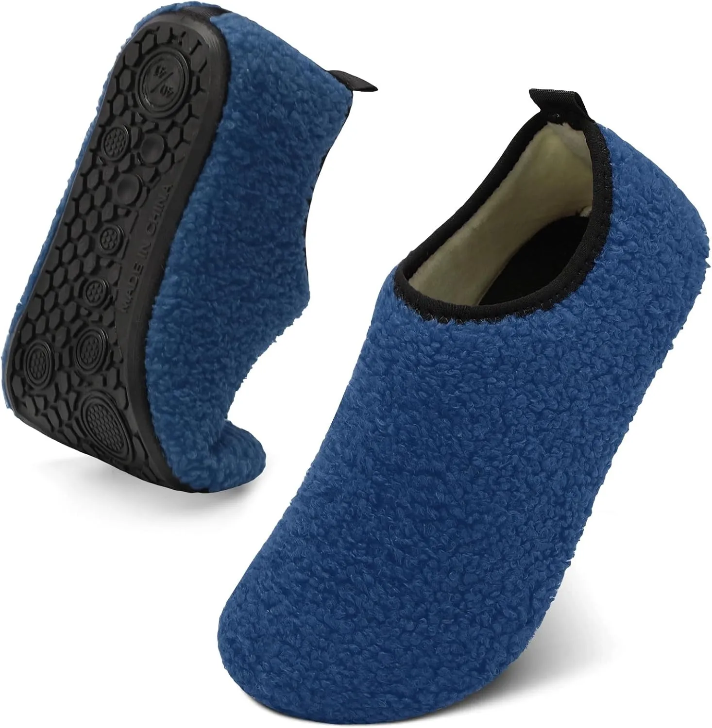QFH Womens & Mens Cozy House Slippers - Portable Travel Shoes with Flexible Rubber Sole & Soft Velvet Lining