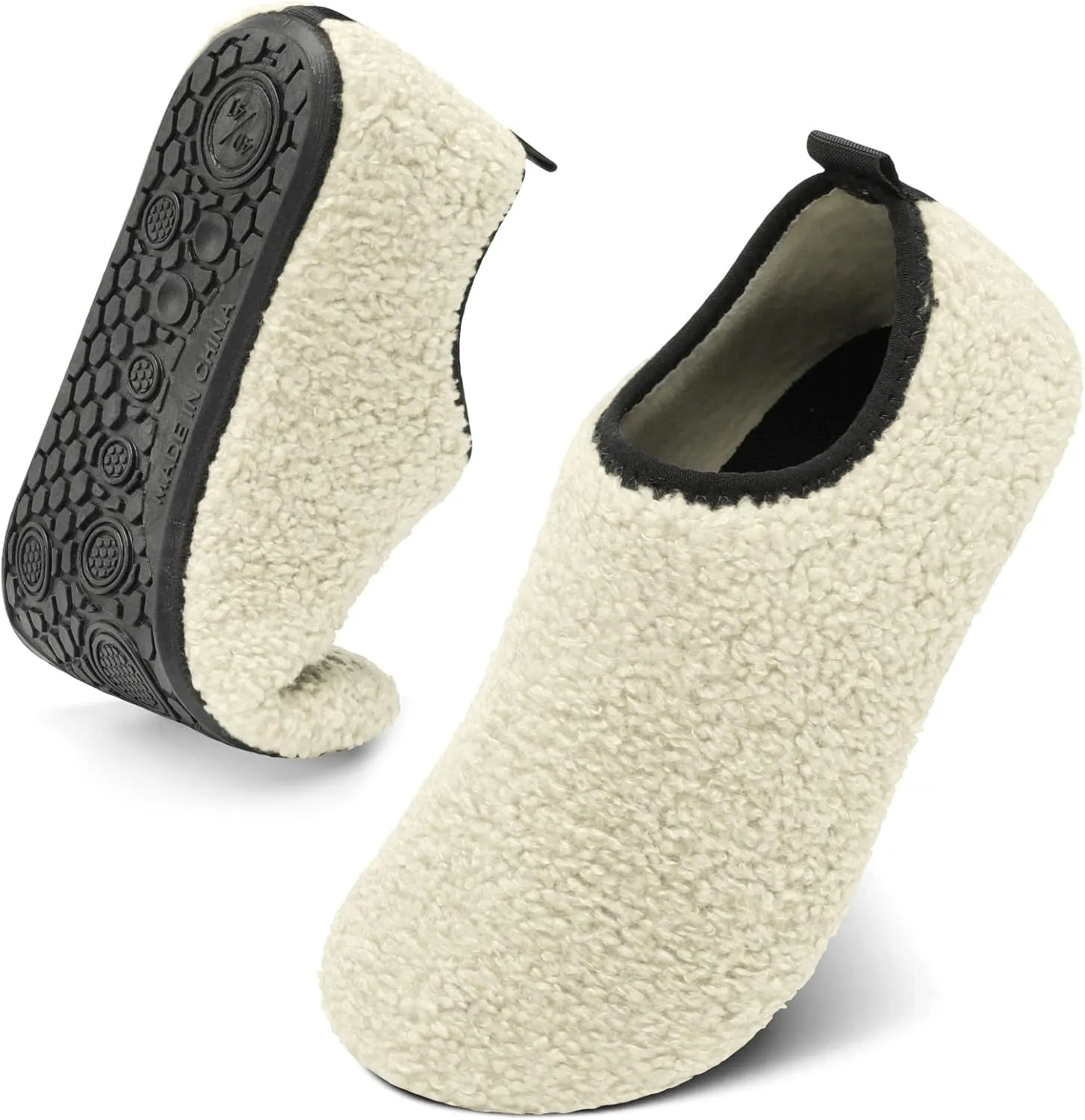 QFH Womens & Mens Cozy House Slippers - Portable Travel Shoes with Flexible Rubber Sole & Soft Velvet Lining