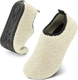 QFH Womens & Mens Cozy House Slippers - Portable Travel Shoes with Flexible Rubber Sole & Soft Velvet Lining