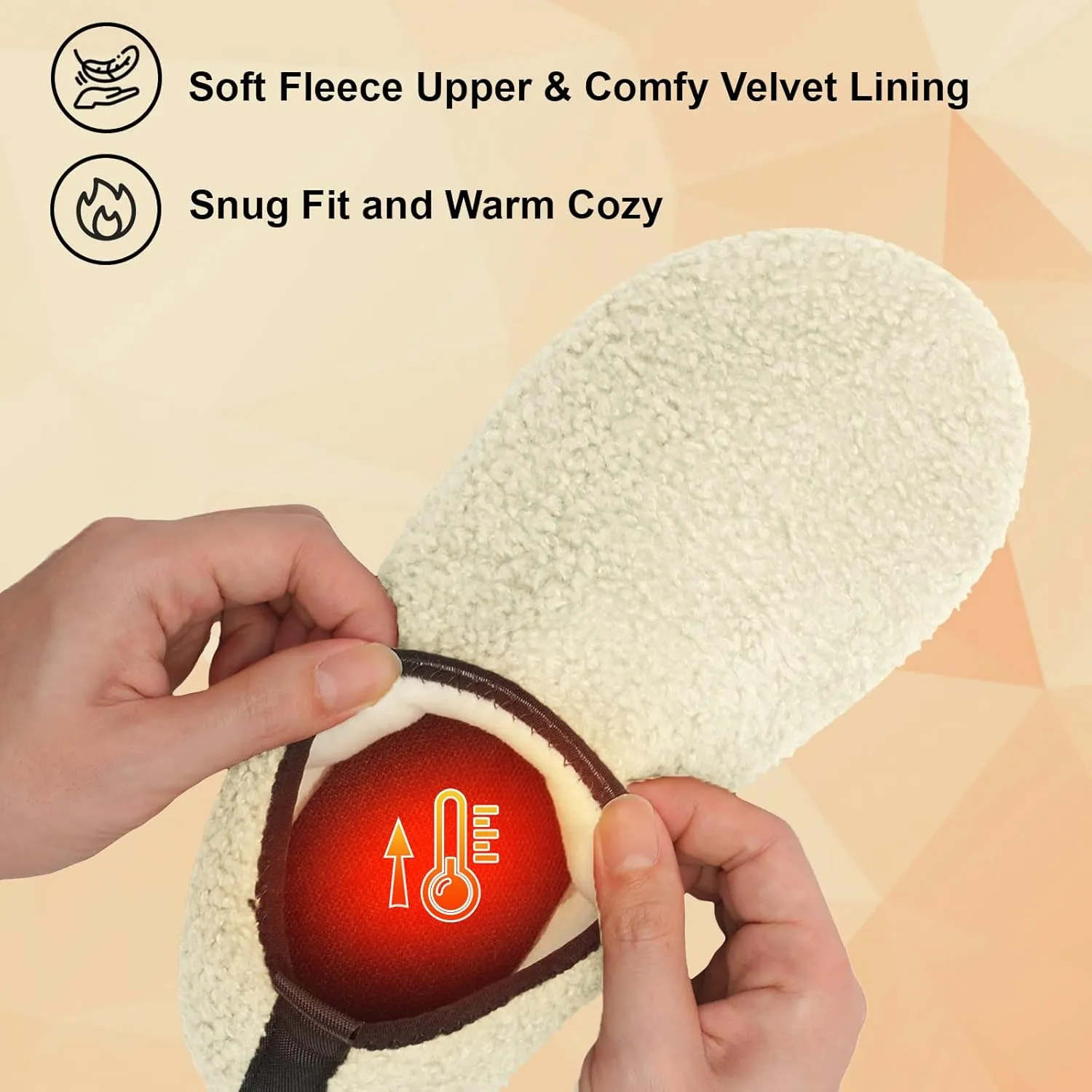 QFH Womens & Mens Cozy House Slippers - Portable Travel Shoes with Flexible Rubber Sole & Soft Velvet Lining
