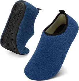 QFH Womens & Mens Cozy House Slippers - Portable Travel Shoes with Flexible Rubber Sole & Soft Velvet Lining