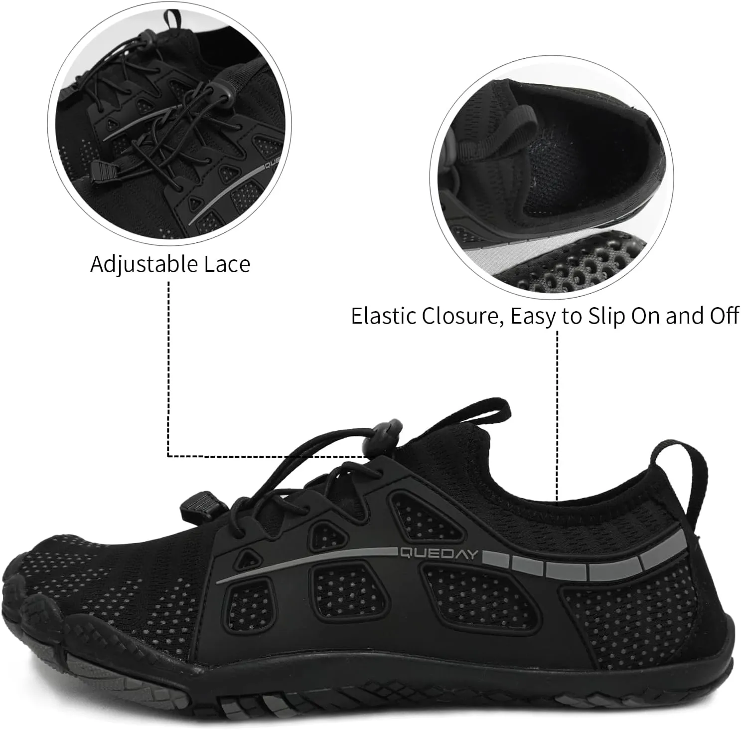 Queday Water Shoes for Women Men Quick Dry Barefoot Shoes Athletic Lightweight Sports Aqua Socks Outdoor Swim Fishing Hiking Diving Surf Walking Kayaking