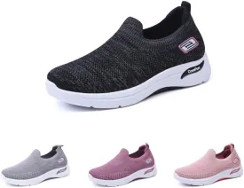 Slip Ins Womens Orthopedic SneakersBreathable Lightweight with Arch Support Slip on Walking Shoes Women's Soft Knitted Fabric Mesh Casual Non Slip Low Top Tennis Shoes 