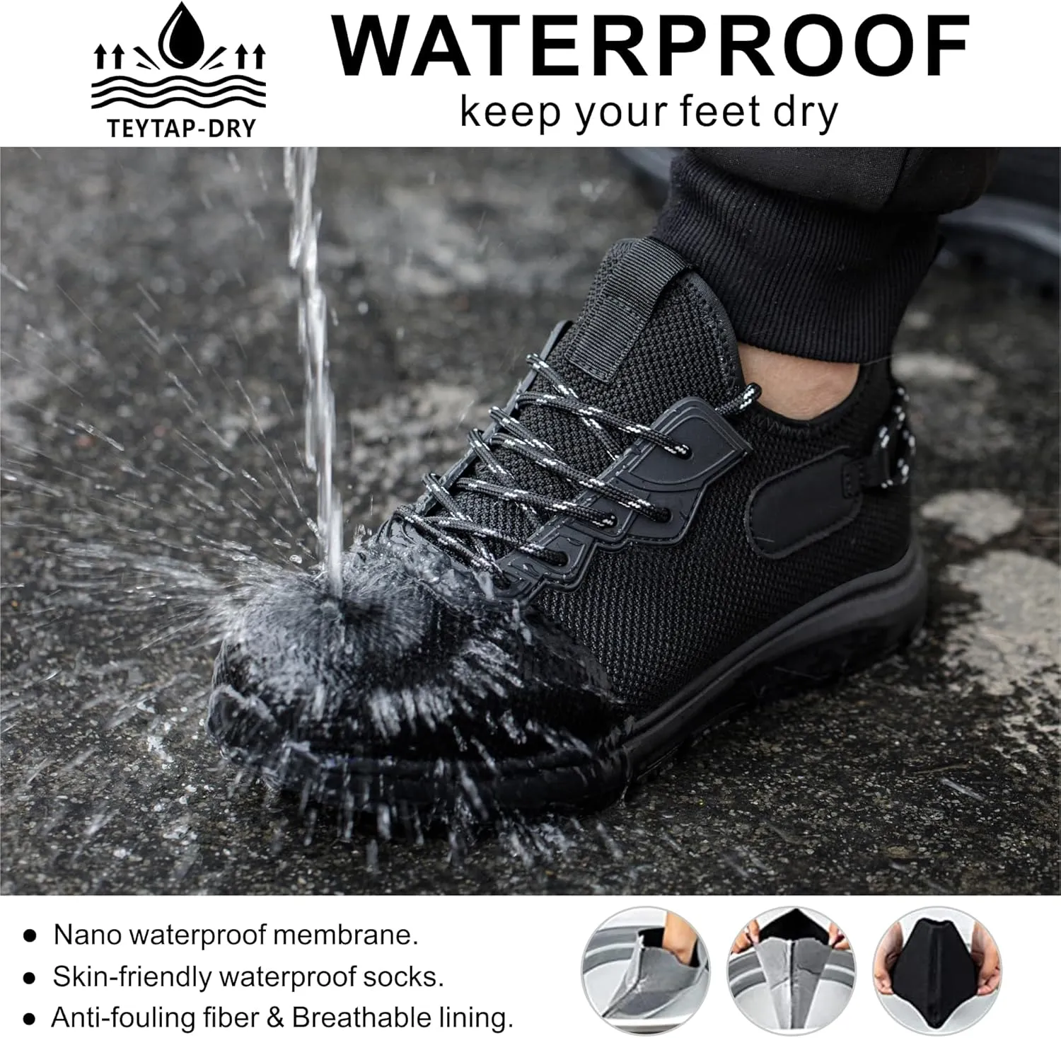 Steel Toe Non Slip Work Shoes for Men WomenWaterproof Lightweight Safety Sneakers