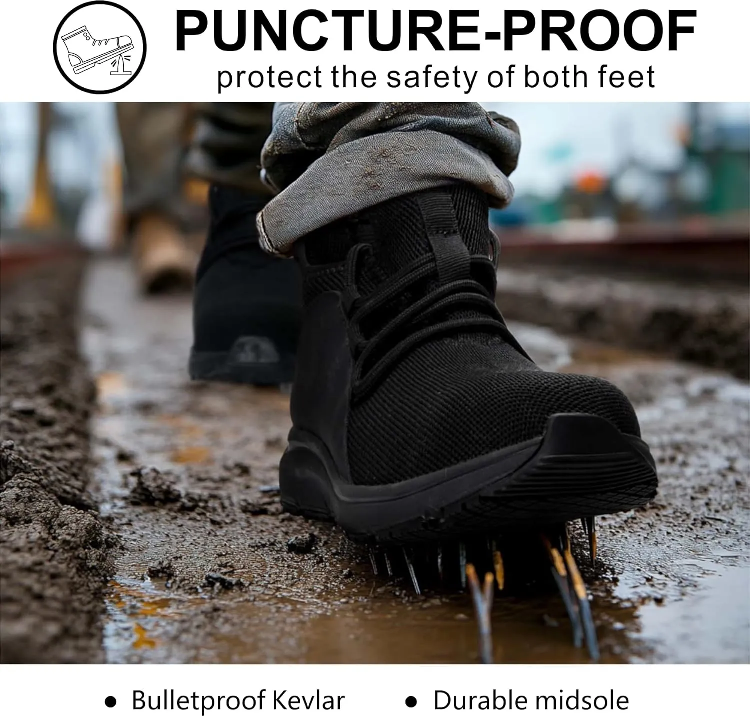 Steel Toe Non Slip Work Shoes for Men WomenWaterproof Lightweight Safety Sneakers