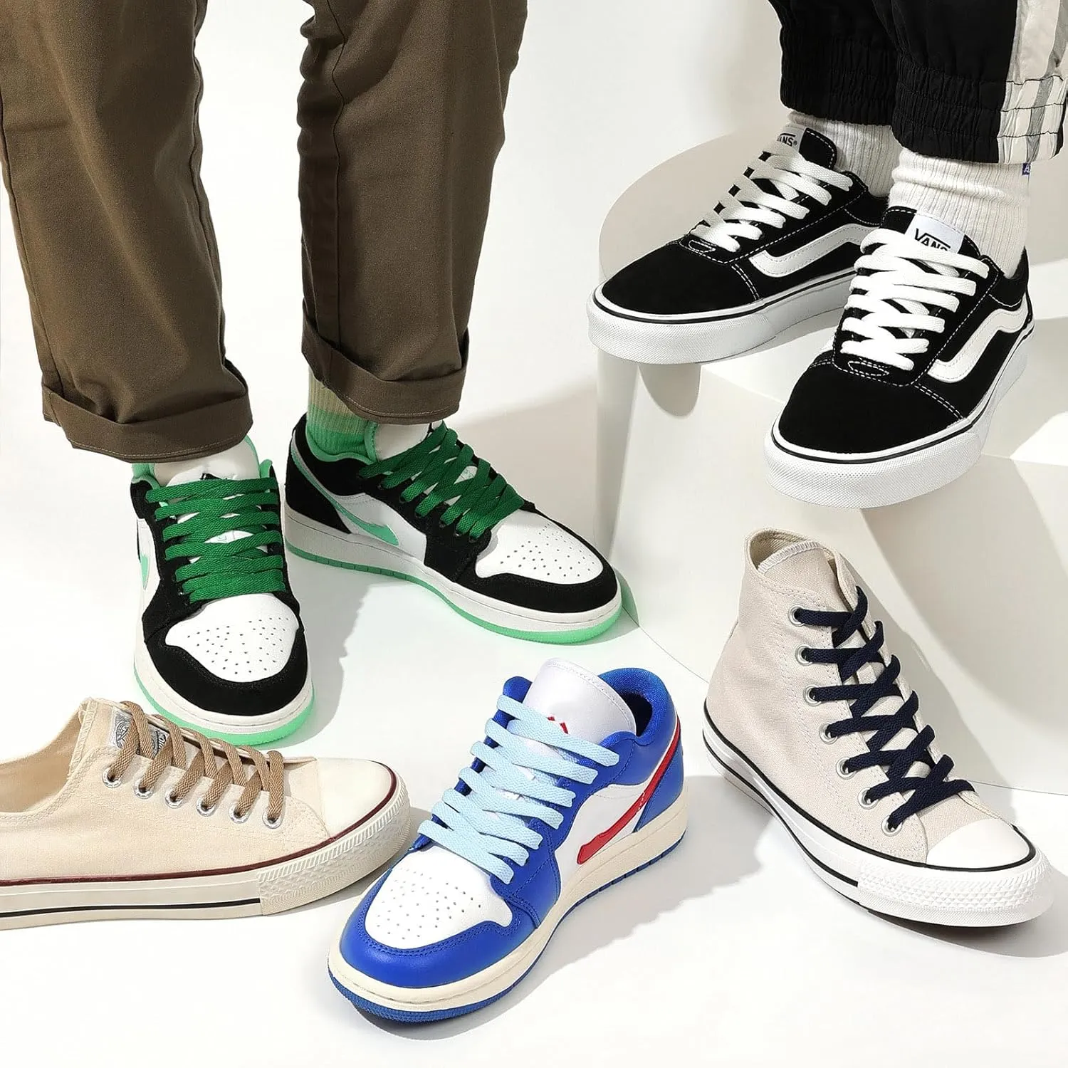 Stepace [2 Pairs Flat Shoe Laces for Sneakers 30"-72" Length 26 Color Shoelaces