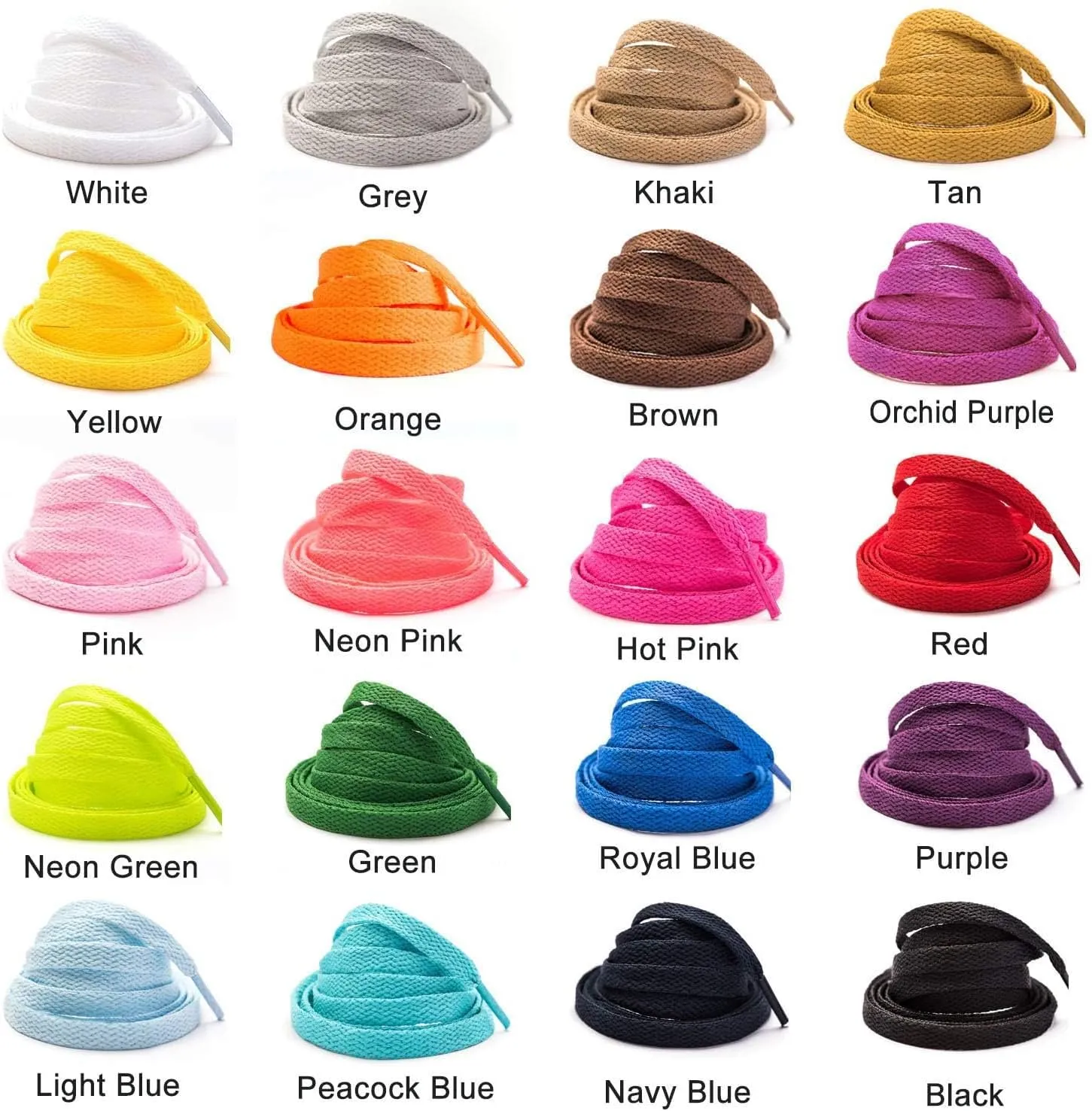 Stepace [2 Pairs Flat Shoe Laces for Sneakers 30"-72" Length 26 Color Shoelaces