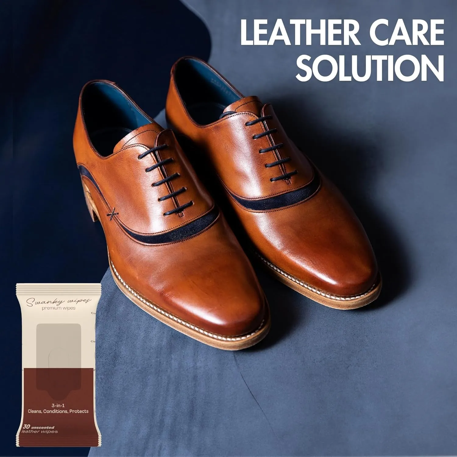 Swanky Leather Wipes - Leather Cleaner and Conditioner for Purses, Shoes, Furniture Polish & Car Seats, Prevents Fading & Cracking, Restores Softness & Shine - Soft Wipes, 30 Count