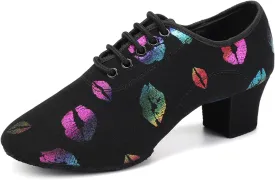 SWDZM Men&Women Ballroom Dance Shoes Low Heel Lace up Latin Salsa Practice Dancing Shoes