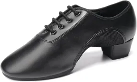SWDZM Men&Women Ballroom Dance Shoes Low Heel Lace up Latin Salsa Practice Dancing Shoes
