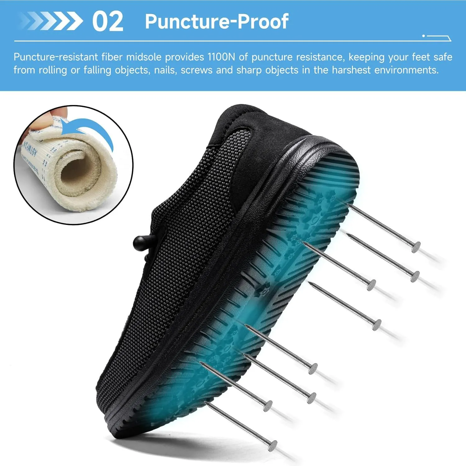 Tinefiy Steel Toe Shoes for Women Lightweight Safety Shoes Air Cushion Comfortable Slip Resistant Indestructible Womens Puncture Proof Work Shoe