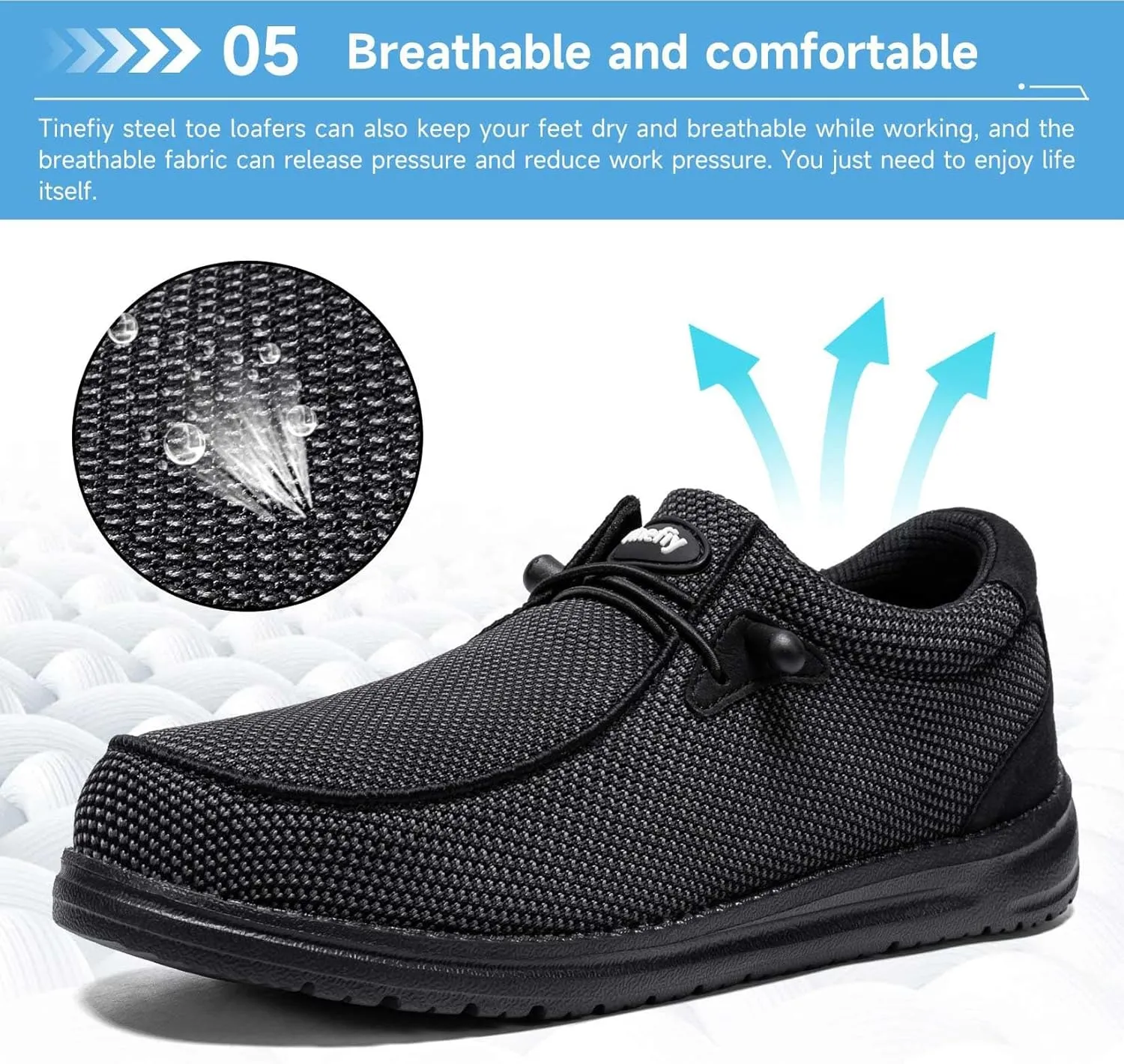 Tinefiy Steel Toe Shoes for Women Lightweight Safety Shoes Air Cushion Comfortable Slip Resistant Indestructible Womens Puncture Proof Work Shoe