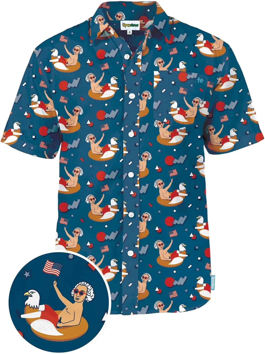 Tipsy Elves Patriotic Shirts for Men - USA Short Sleeve Button Up American Flag Shirts for Men for 4th of July