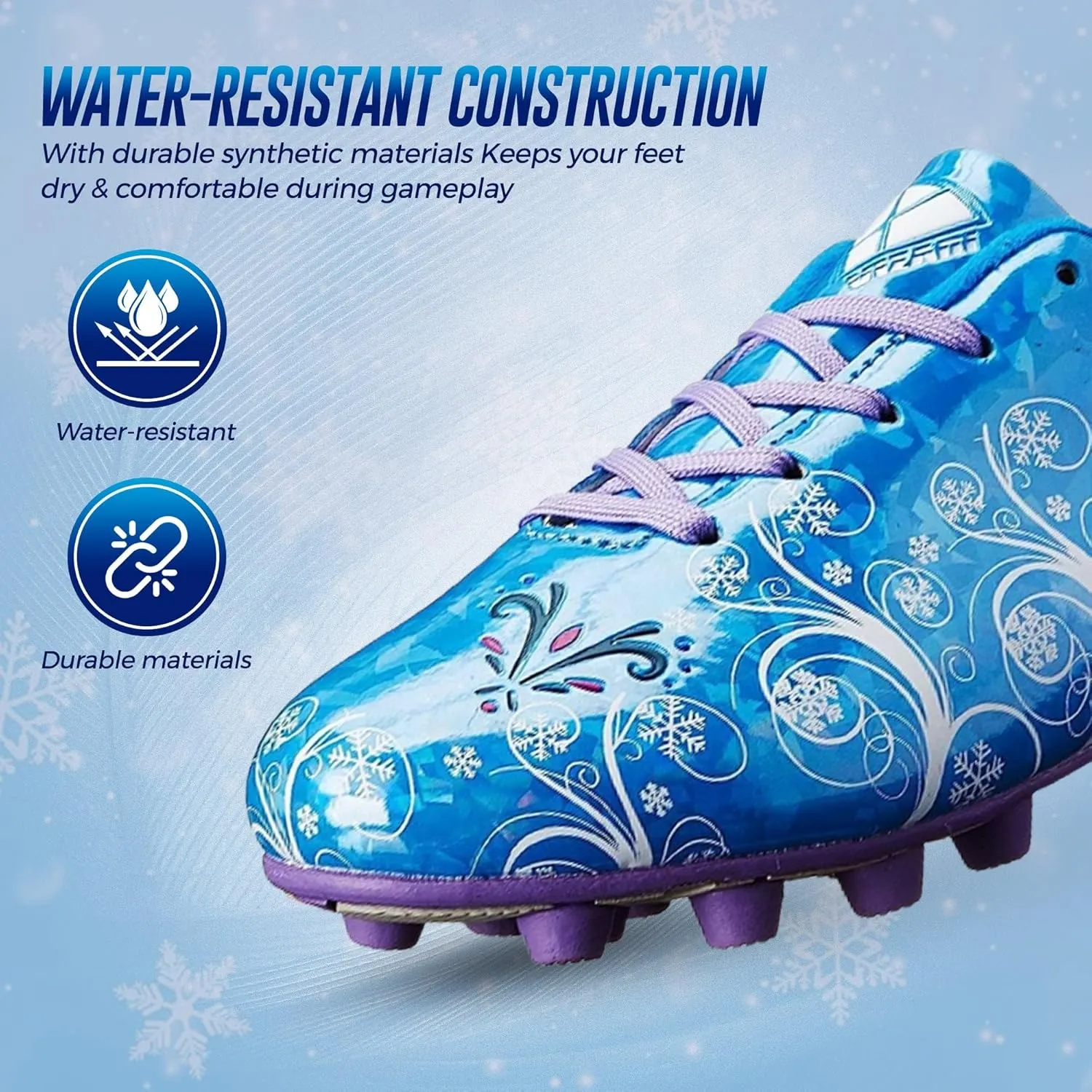 Vizari Frost Firm Ground Soccer Shoes for Youth | Graphic Football Shoes for Kids with Comfort & Padded Linings | Durable Cleats for Boys & Girls Perfect for Outdoor Play