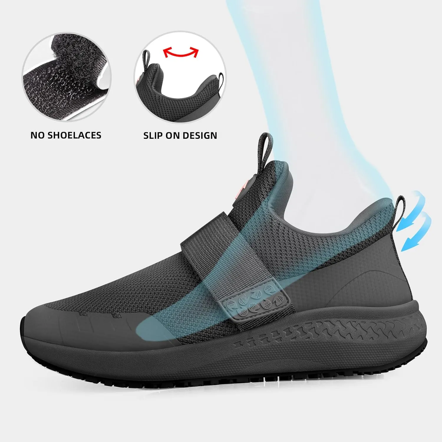 Women's Non Slip Work Shoes Slip Resistant Waterproof Chef Shoe for Women Working in Kitchen Restaurant Food Service Slip-On Design Walking Sneakers Zapatos Trabajo