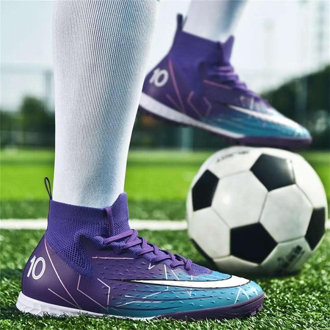 Youth Turf Soccer Shoes Mens Women High top Football Boots Indoor Athletic Ankle Shoes Spikes Indoor Soccer Cleats AG