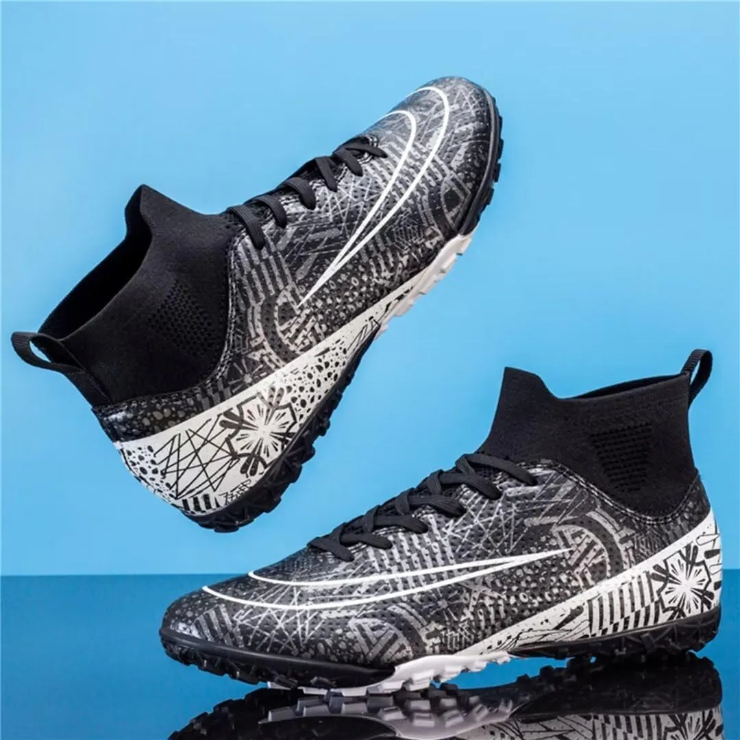 Youth Turf Soccer Shoes Mens Women High top Football Boots Indoor Athletic Ankle Shoes Spikes Indoor Soccer Cleats AG