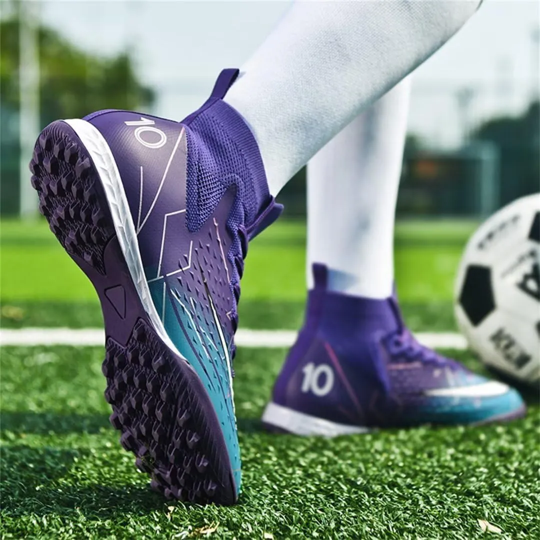 Youth Turf Soccer Shoes Mens Women High top Football Boots Indoor Athletic Ankle Shoes Spikes Indoor Soccer Cleats AG