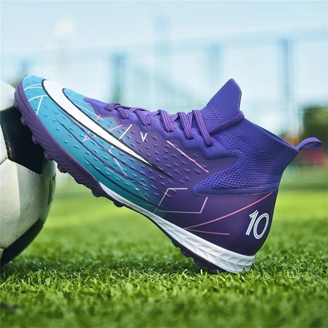 Youth Turf Soccer Shoes Mens Women High top Football Boots Indoor Athletic Ankle Shoes Spikes Indoor Soccer Cleats AG