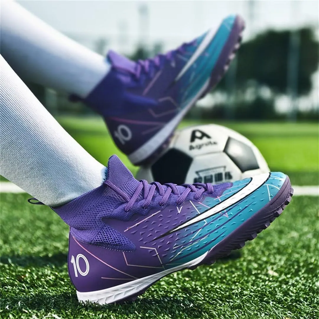 Youth Turf Soccer Shoes Mens Women High top Football Boots Indoor Athletic Ankle Shoes Spikes Indoor Soccer Cleats AG