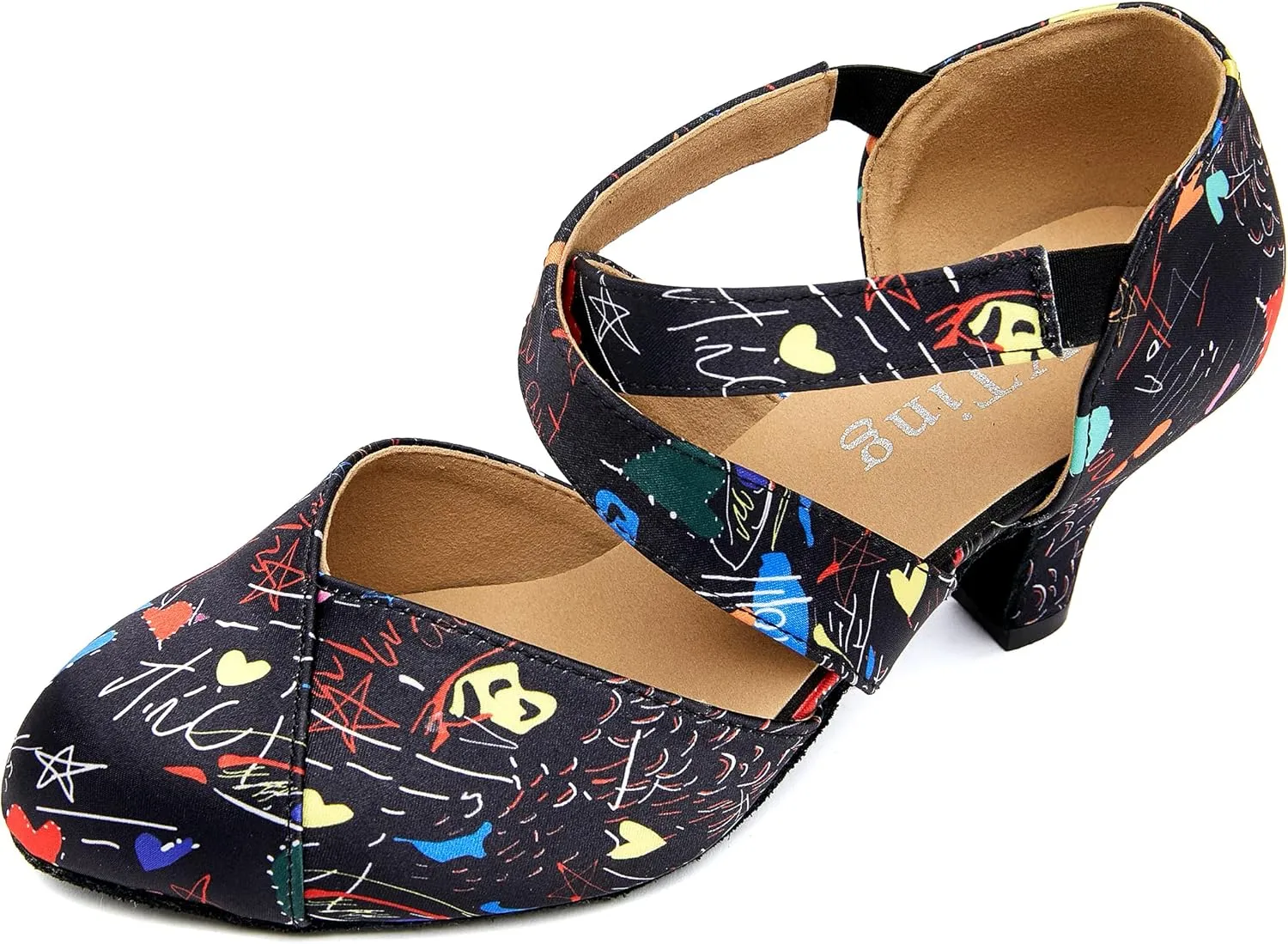 YYTing Women Swing Latin Ballroom Dance Shoes (Closed Toe, Suede Sole, Elastic Closure) 2.5 inch Heel YT28