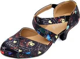 YYTing Women Swing Latin Ballroom Dance Shoes (Closed Toe, Suede Sole, Elastic Closure) 2.5 inch Heel YT28