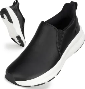 ZOVE Wide Toe Box Shoes Women Wide Width Waterproof Leather Hands Free Nursing Sneakers Ultra Light Extra Wide Walking Sneakers Non-Slip Chef Diabetes Nurse Work Shoes